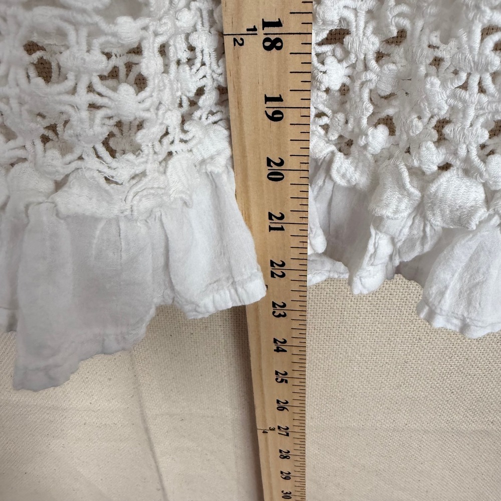Cute Options White Cotton Crochet Lace Peasant Blouse XL Ruffle Boho Top - Picture 5 of 6